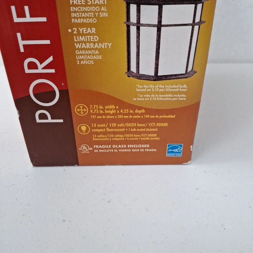 2 Portfolio Outdoor Wall Lanterns Light Fixtures Metal Rust Finish Photo Sensor